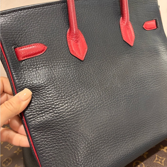 Authentic HERMES Birkin HAC 32 vintage 1988 fjord leather bi color indigo blue - Picture 4 of 16